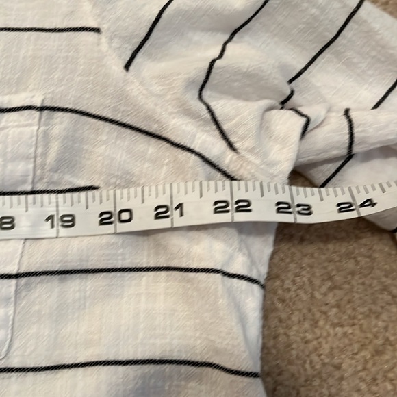 XL Apt. 9 Casual Striped Oversized Button Down Shirt , 100% cotton, white & blue - Picture 6 of 14